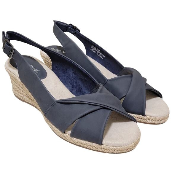 Easy Street Women Maureen Slingback Espadrille Sandals Size US 8.5M Navy Blue - Picture 2 of 6